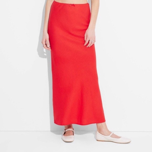 Women's Linen Bow-Front Maxi Skirt - Picture 4 of 5